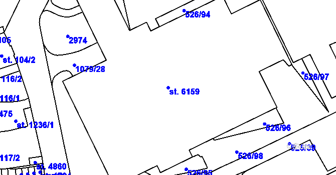 Parcela st. 6159 v KÚ Zábřeh nad Odrou, Katastrální mapa