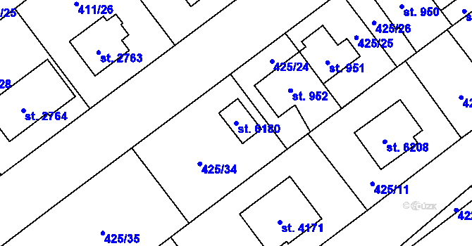 Parcela st. 6180 v KÚ Zábřeh nad Odrou, Katastrální mapa