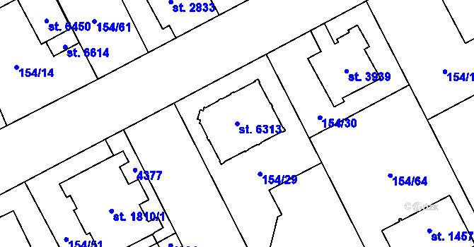 Parcela st. 6313 v KÚ Zábřeh nad Odrou, Katastrální mapa