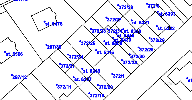 Parcela st. 6316 v KÚ Zábřeh nad Odrou, Katastrální mapa