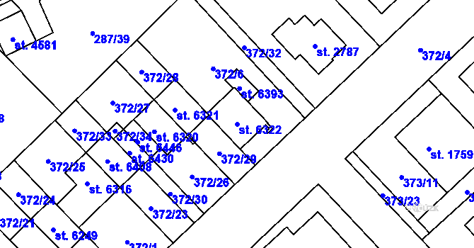 Parcela st. 6322 v KÚ Zábřeh nad Odrou, Katastrální mapa