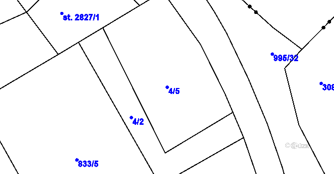 Parcela st. 4/5 v KÚ Zábřeh nad Odrou, Katastrální mapa