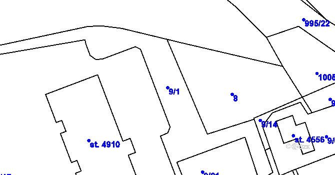 Parcela st. 9/1 v KÚ Zábřeh nad Odrou, Katastrální mapa