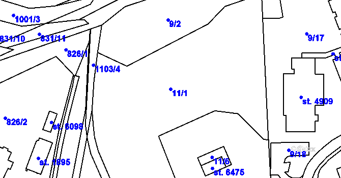 Parcela st. 11/1 v KÚ Zábřeh nad Odrou, Katastrální mapa