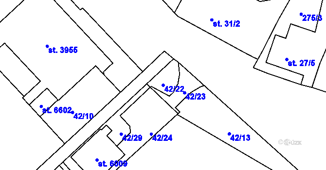Parcela st. 42/22 v KÚ Zábřeh nad Odrou, Katastrální mapa