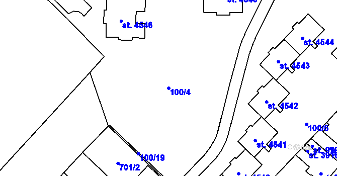 Parcela st. 100/4 v KÚ Zábřeh nad Odrou, Katastrální mapa