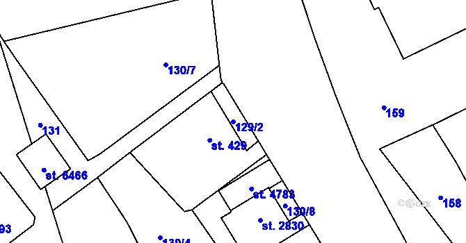 Parcela st. 129/2 v KÚ Zábřeh nad Odrou, Katastrální mapa