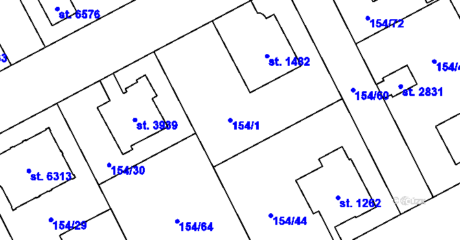 Parcela st. 154/1 v KÚ Zábřeh nad Odrou, Katastrální mapa