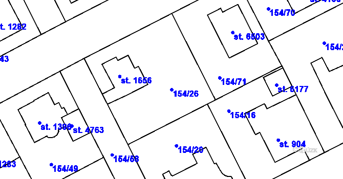 Parcela st. 154/26 v KÚ Zábřeh nad Odrou, Katastrální mapa