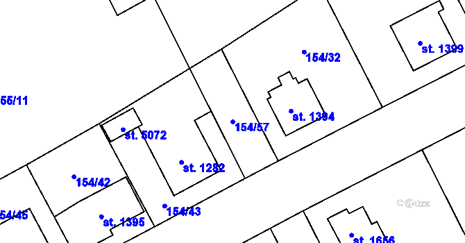 Parcela st. 154/57 v KÚ Zábřeh nad Odrou, Katastrální mapa