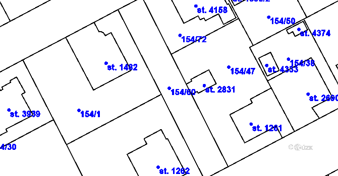 Parcela st. 154/60 v KÚ Zábřeh nad Odrou, Katastrální mapa