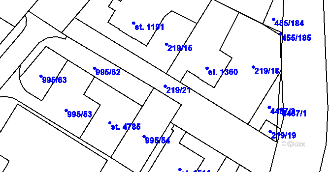 Parcela st. 219/21 v KÚ Zábřeh nad Odrou, Katastrální mapa
