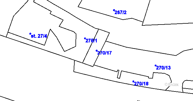 Parcela st. 270/17 v KÚ Zábřeh nad Odrou, Katastrální mapa