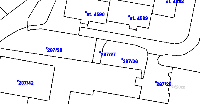 Parcela st. 287/27 v KÚ Zábřeh nad Odrou, Katastrální mapa