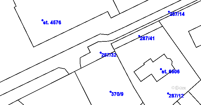 Parcela st. 287/32 v KÚ Zábřeh nad Odrou, Katastrální mapa