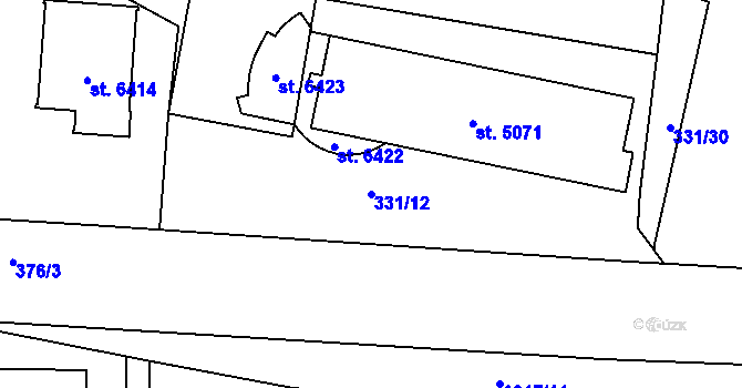 Parcela st. 331/12 v KÚ Zábřeh nad Odrou, Katastrální mapa