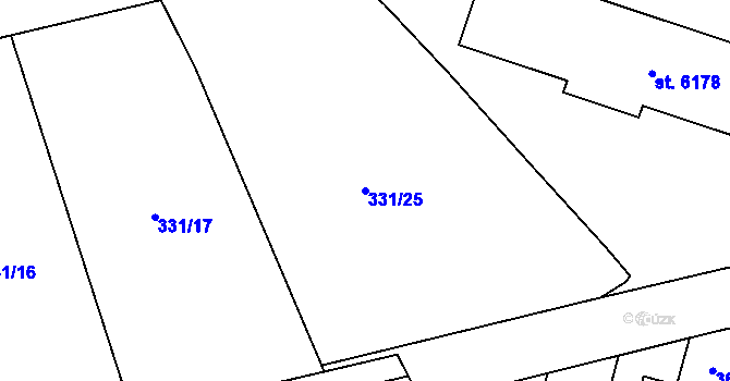 Parcela st. 331/25 v KÚ Zábřeh nad Odrou, Katastrální mapa
