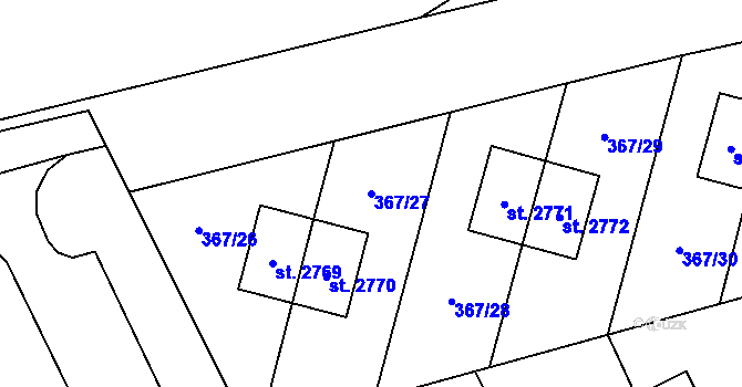 Parcela st. 367/27 v KÚ Zábřeh nad Odrou, Katastrální mapa