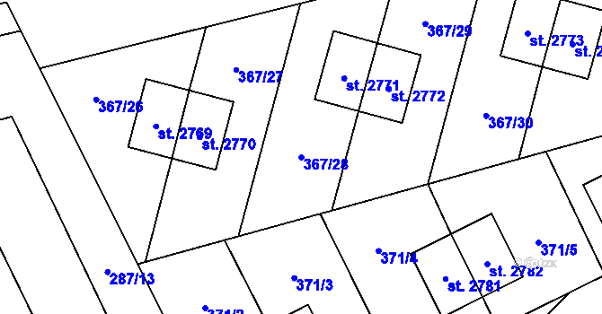 Parcela st. 367/28 v KÚ Zábřeh nad Odrou, Katastrální mapa