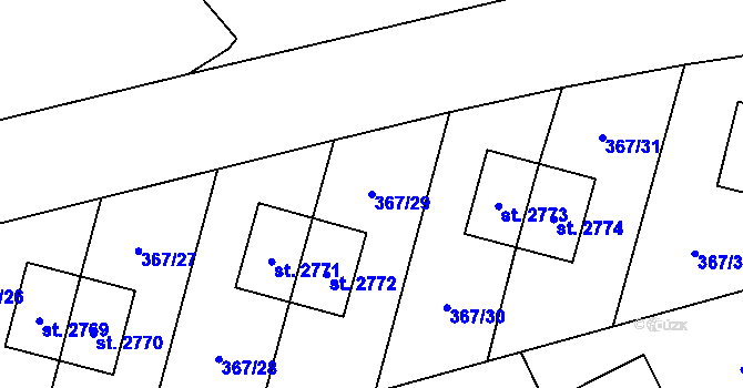 Parcela st. 367/29 v KÚ Zábřeh nad Odrou, Katastrální mapa