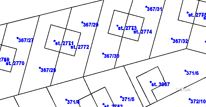 Parcela st. 367/30 v KÚ Zábřeh nad Odrou, Katastrální mapa