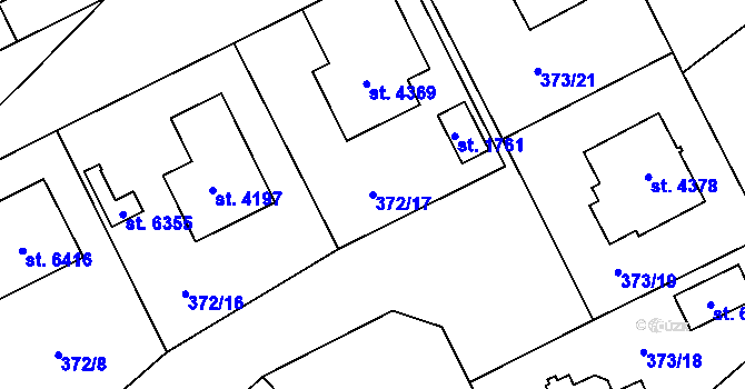 Parcela st. 372/17 v KÚ Zábřeh nad Odrou, Katastrální mapa