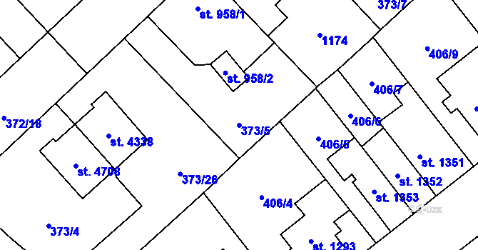Parcela st. 373/5 v KÚ Zábřeh nad Odrou, Katastrální mapa
