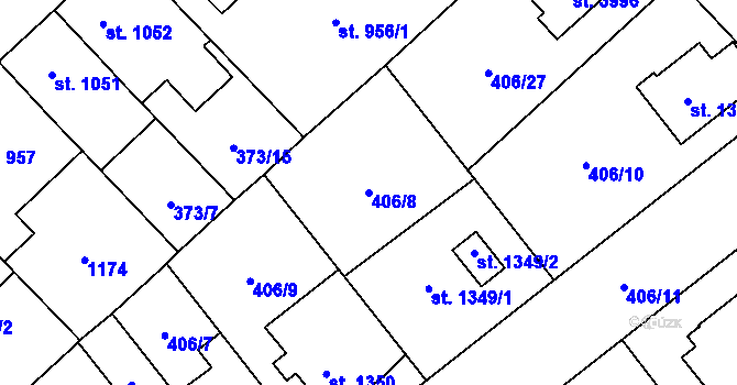 Parcela st. 406/8 v KÚ Zábřeh nad Odrou, Katastrální mapa