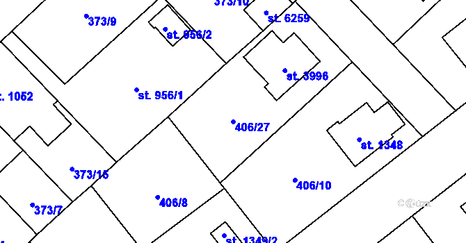 Parcela st. 406/27 v KÚ Zábřeh nad Odrou, Katastrální mapa