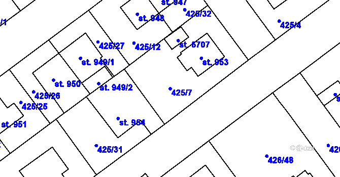 Parcela st. 425/7 v KÚ Zábřeh nad Odrou, Katastrální mapa