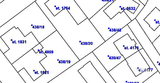 Parcela st. 438/20 v KÚ Zábřeh nad Odrou, Katastrální mapa