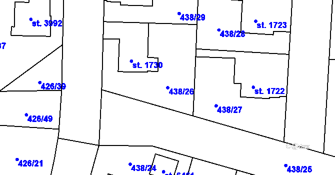 Parcela st. 438/26 v KÚ Zábřeh nad Odrou, Katastrální mapa
