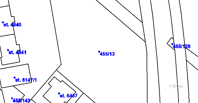Parcela st. 455/13 v KÚ Zábřeh nad Odrou, Katastrální mapa