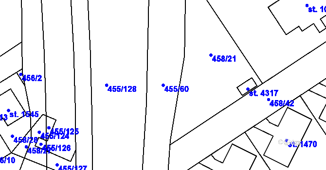 Parcela st. 455/60 v KÚ Zábřeh nad Odrou, Katastrální mapa