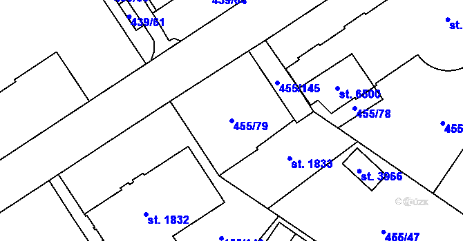 Parcela st. 455/79 v KÚ Zábřeh nad Odrou, Katastrální mapa