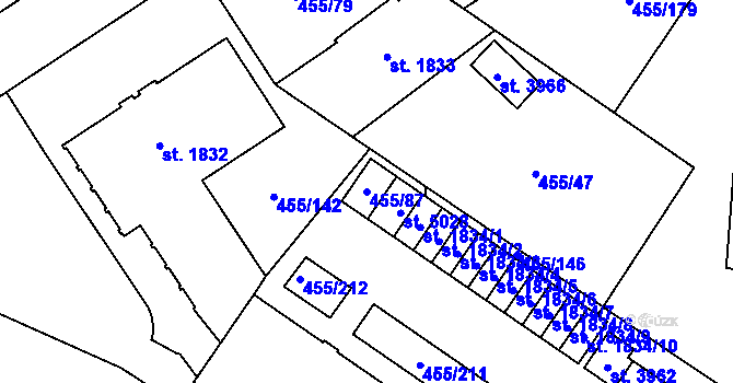 Parcela st. 455/87 v KÚ Zábřeh nad Odrou, Katastrální mapa
