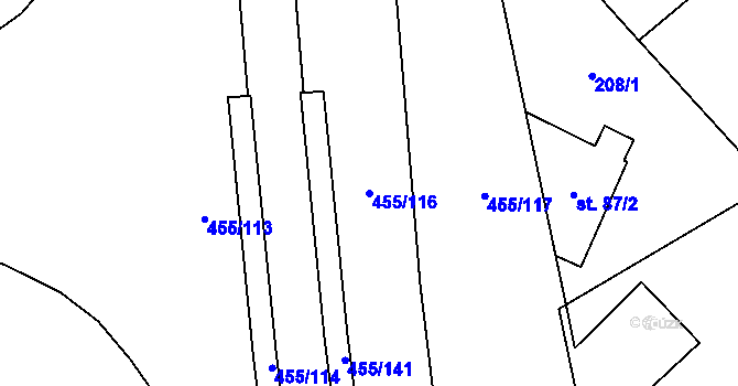 Parcela st. 455/116 v KÚ Zábřeh nad Odrou, Katastrální mapa
