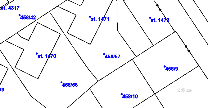 Parcela st. 458/57 v KÚ Zábřeh nad Odrou, Katastrální mapa
