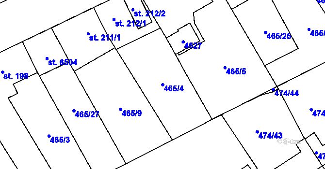 Parcela st. 465/4 v KÚ Zábřeh nad Odrou, Katastrální mapa
