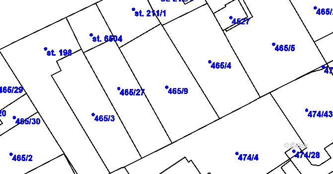Parcela st. 465/9 v KÚ Zábřeh nad Odrou, Katastrální mapa