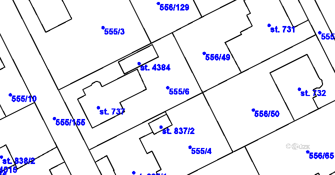 Parcela st. 555/6 v KÚ Zábřeh nad Odrou, Katastrální mapa