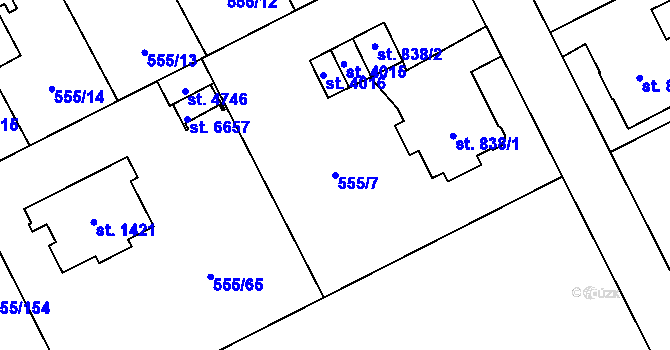 Parcela st. 555/7 v KÚ Zábřeh nad Odrou, Katastrální mapa