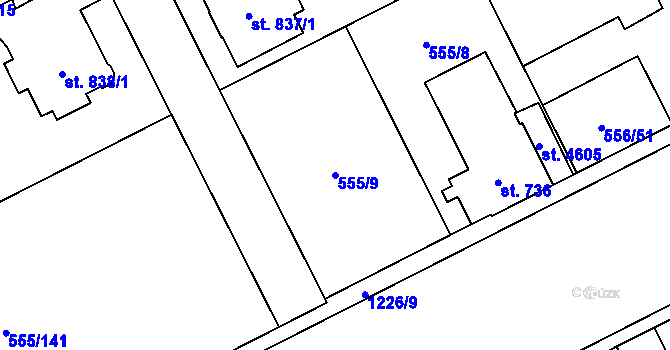 Parcela st. 555/9 v KÚ Zábřeh nad Odrou, Katastrální mapa