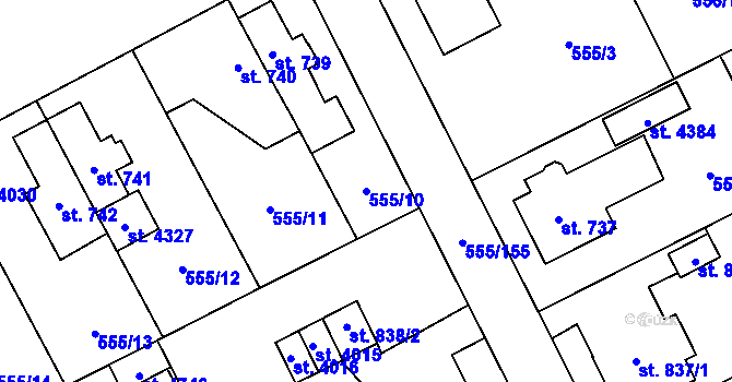 Parcela st. 555/10 v KÚ Zábřeh nad Odrou, Katastrální mapa