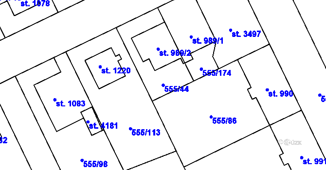 Parcela st. 555/44 v KÚ Zábřeh nad Odrou, Katastrální mapa