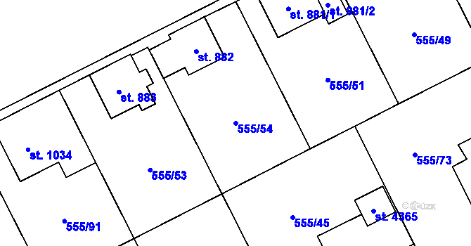 Parcela st. 555/54 v KÚ Zábřeh nad Odrou, Katastrální mapa