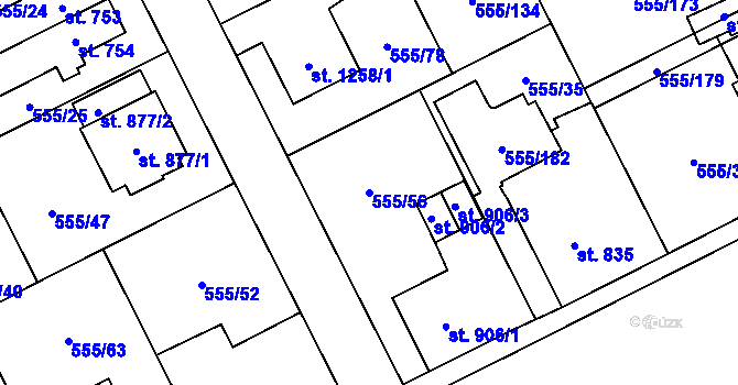 Parcela st. 555/56 v KÚ Zábřeh nad Odrou, Katastrální mapa