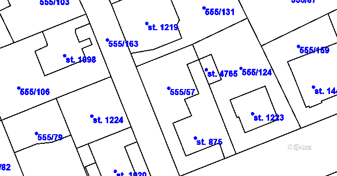 Parcela st. 555/57 v KÚ Zábřeh nad Odrou, Katastrální mapa