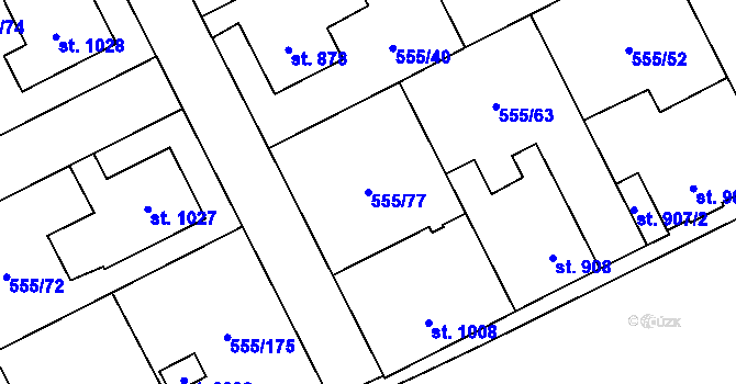 Parcela st. 555/77 v KÚ Zábřeh nad Odrou, Katastrální mapa