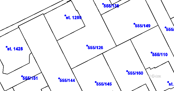 Parcela st. 555/126 v KÚ Zábřeh nad Odrou, Katastrální mapa